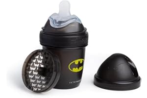 Herobility DC Batman Double Anti-Colic Baby Bottle | Award-Winning Hero Baby Bottles | Soft Breast-Like Teat, Easy Mixing Lid & Net | Safe & Environment-Friendly Materials | 140ml/5 fl oz
