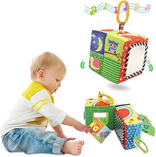 Baby Toddler Soft Block Toy Stuffed Rattled Cube Cute Animal Building Block for Kids Gift