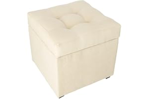 MG DESIGN Pouf imbottito, 45 x 45 cm, colore nero, seduta morbida, apribile con spazio di archiviazione (50 l), capacità di carico 100 kg, tessuto facile da pulire, pouf per soggiorno, camera da letto