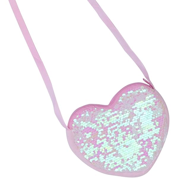 Herzförmige Glitzer-Geldbörse Mit Pailletten - Crossbody Tasche Für Damen