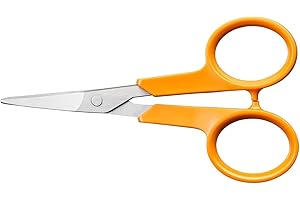 Fiskars Tijeras de manicura Classic, Curvadas, Diestros y zurdos, Longitud total: 10 cm, Ergonomía del mango mejorada, Acero/Plástico, Naranja, 1075058