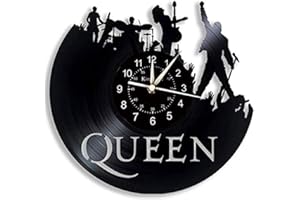 SMOTLY The Queen Rock Music Band Reloj de Pared de Vinilo, lámpara de Noche LED de 7 Colores, Reloj de Pared Retro.