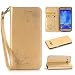 Produktbild Lonchee Samsung Galaxy J5 Wallet Tasche Brieftasche Schutzhülle , geprägten Design Hochwertige PU Leder Folio Tasche Case Hülle im Bookstyle mit Standfunktion Kredit Kartenfächer (golden)