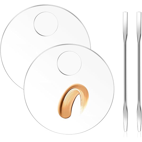 2 Stück Transparente Acryl Make-up-Paletten – Zum Mischen Für Foundation & Nageldesign