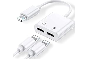 LQIESDD Adattatore per cuffie per iPhone [Apple MFi Certified] Doppio jack Lightning Cavo audio Aux Accessori per cuffie Splitter Compatibile con iPhone 14/13/12/12Pro/11/X/XR/7/8/7P Supporta tutti gli iOS