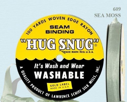 Hug Snug Seam Binding 100-yds Roll ½ Wide Hug Snug ~ 609 Sea Moss ~ 100 percentage Woven-edge Rayon ~ Wash 'n Wear ~ made in USA by SEAM BINDING HUG SNUG