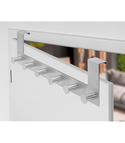 Türgarderobe LINEA Edelstahl Schwarz Matt / Gebürstet Mit 6 Haken Fuer Tueren Mit Ohne Falz