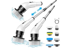 ZHSDUEWN Electric Spin Scrubber, IPX7 Waterproof Electric Cleaning Brush with 7 Replaceable Brush Heads, Tub and Floor Tile 360 Power Scrubber with Adjustable Extension Handle for Bathroom Kitchen Car