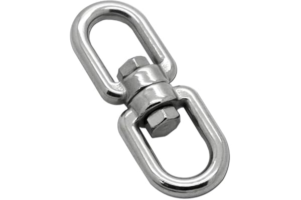 Constrabo | Anneau pivotant en Acier Inoxydable AISI 316 V4A - M8 | BL 1900 kg, 8 mm | Fixation de fauteuils Suspendus, Sac de Frappe, balançoire | Crochet à œil pivotants à Double extrémité