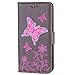 Produktbild Chreey Huawei P8 Lite 2017 Hülle, Rosa Glitzer Schmetterling Blumen Muster Flip Design Premium PU Leder Klapphülle mit Kartenfach Schutzhülle Weiche TPU Innenschale Wallet Case [Grau]