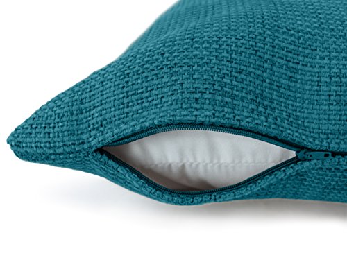 Kissenhüllen in Struktur-Optik – erhältlich in 23 modernen Farben und 3 verschiedenen Größen, Doppelpack Kissenhüllen 40 x 40 cm, petrol - 4
