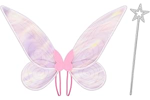 SINSEN Feenflügel Erwachsene Feenflügel Kinder, Fairy Wing Für Mädchen Damen Mit Zauberstab Halloween Karneval Fee Cosplay Kostüm Sich Kostümieren (Rosa Flügel Set)