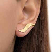 Paar vergoldeten Ohrmanschetten, 925 Sterling Silber Ohr Kletterer, minimalistisch Ohrringe, Ohrmanschetten handgefertigt von Emmanuela