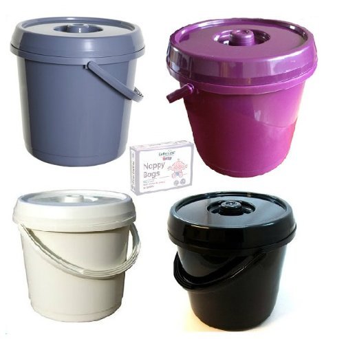 2 X Ur Choice 14 Litre Nappy Bucket with Lid - Cream + 200 Nappy Bags Free