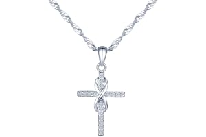 Yumilok pendentif collier en 925 argent et zircon la croix brillante et le symbole d'infini pour femme fille couleur d'argent