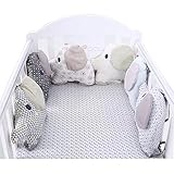 100% ALGODÓN: una alternativa ideal al protector de cuna tradicional. Para evitar que los niños pequeños mastiquen, golpeen la cabeza o se enreden con el eje de la cuna de madera o metal, necesita este paragolpes completamente relleno con algodón transpirable relleno de fieltro suave que protegería perfectamente la cabeza y la calidad del sueño del bebé.
