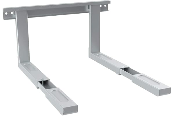 deleyCON Universel Support pour Four à Micro-Ondes Jusqu'à 35Kg Réglable jusqu'à 53,5cm Support Mural - Argent