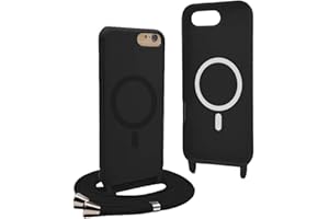 YFSYLL Handykette Hülle für iPhone SE (2022/2020) / iPhone 8/7 mit Band,Magnetische Silikon Handyhülle Kompatibel mit MagSafe,Handyhülle für zum Umhängen Einstellbar und Abnehmbar - Schwarz