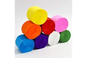 UNIIDECO 8 Rolls Crepe Paper Streamers in 8 Colors, Wedding Birthday Baby Shower Graduation Colorful Candyland Party Decoration Backdrop, Rainbow DIY Supplies, Colored Living Room Bedroom Decor, Art Crafts