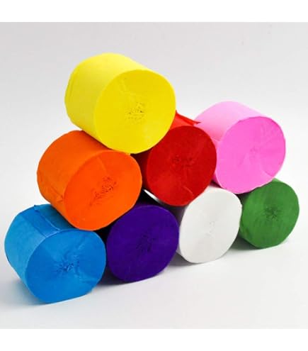 YUTOU 12 rollen kleurrijk crêpepapier, 12 kleuren, regenboog, crêpelint, decoratief, doe-het-zelf, luchtslangen voor bruiloft, doop, feest, verjaardag, kerstdecoratie (3,5 cm x