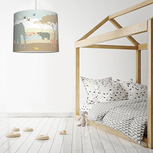 anna wand® design – Wunderschöner Kinderzimmerlampenschirm: „Hello Afrika” Naturfarben ø 40 cm - 3