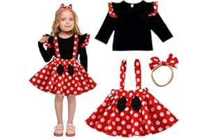 HYDTQCL Disfraz Minnié Mousés para Bebés Niña, Disfraces Vestidoes con Diademaes, Conjuntofalda con Tirantese de Rojoslunares para Carnevales