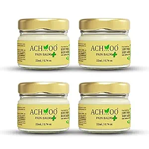 ACH...OO Pain Balm Plus for fast relief from Joints, Body, & Muscles pain, with 100% Natural Ingredients, 22ml, (Pack of 4)