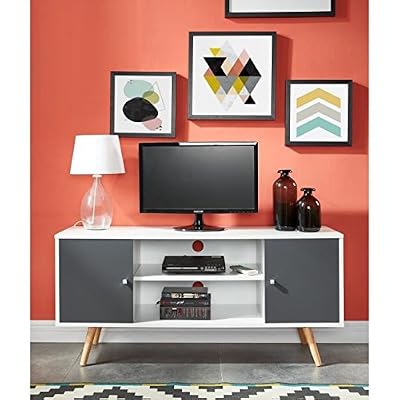 Générique BABETTE Meuble TV 116 cm - Blanc et gris foncé