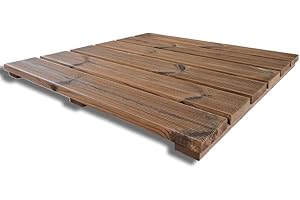SUNWOOD Pedana doccia in legno Thermo-Wood interno/esterno 78x78 cm, con piedini antiscivolo