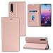 Produktbild Huawei P20 Pro Hülle, P20 Pro Handyhüle, Alfort Ultradünne Prämie PU Ledertasche Multifunktional Retro Lederhülle Tasche Wallet Case Cover Schutzhülle für Huawei P20 Pro Smartphone 6.1" mit Kartensteckplatz und Standfunktion ( Roségold )