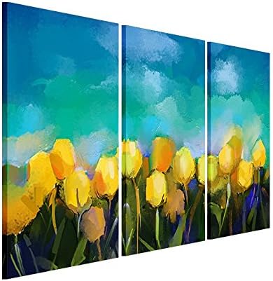 Canvas Print Wall Art - Yellow Tulips - Home Decoration , Prints on canvas in High Definition, Framed and Stretched Ready to Hang