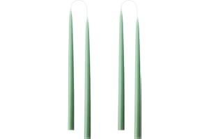 Kunstindustrien® Tapered Candles, Made in Denmark, 42 colours available, Dripless & Smokeless Dinner Candles, Candle long burning 15 hours, Unscented Candle gift set 4pcs. 2.2x35cm (Dark Reseda Green)