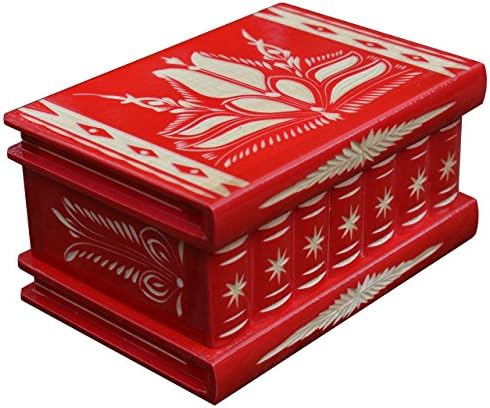 Wooden Trinket Keepsake box with lock key Secret compartments, Jewellery boxes for women, by Transylvanyart, RED
