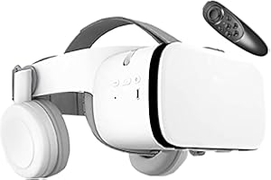 AYANGRISE 3D VR Virtual Reality Headset, Bluetooth Wireless VR Headset Compatible with 4.7-6.3" iPhone iOS/Android, VR viewer for IMAX Movies and Games (White)