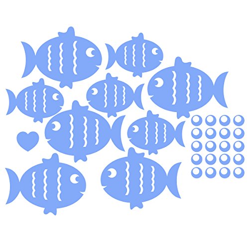 Wandkings Wandtattoo „Fische und Luftblasen im Set, mit Herzchen“ Größe SMALL in lichtblau – erhältlich in 33 Farben - 2