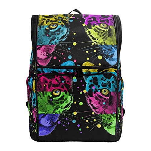 Preisvergleich Produktbild Emoya Rucksack aus Segeltuch, Aquarell, Jaguar, Leopardenmuster, bunt, für Jugendliche, Mädchen, Jungen, Büchertasche, Schule, Computertasche