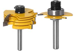 Gasea 8mm Jeu de Forets de Toupie à 3 Ailes Réglables Router à Rainure Bits Fraise à Bois Mèche de Menuiserie Routeur T Forme Avec 6pcs Lame de Coupe 1,8mm, 2,5mm, 3mm, 4mm, 5mm, 6,35mm