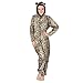Ladies Hooded Brown Leopard All In One Pyjamas Sleepsuit Onesie Nightwear