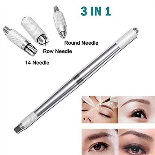 Pinkiou Augenbrauen-Tätowierung-Feder Microblading Feder-dauerhafte Verfassungs-Maschinen-Handbuch bilden Ttowierung-Installationssatz (Silber) - 5