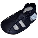 Soft Leather Baby sandal shoes boys or girls with Suede Soles by Dotty Fish with Suede Soles. Navy