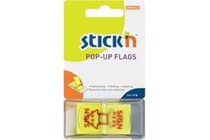 STICK'N Stick N 25mm Sign Here Pop Up Flag - Yellow
