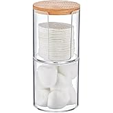 Deconox Ahşap Kapaklı Modern Tasarımlı &Ccedil;ift Katlı Pamukluk Organizer, Ahşap Kapaklı Pamukluk Organizer: Modern ve Şık Tasarım