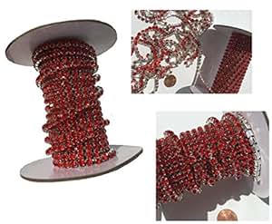 4,6m Strassband echte rote Strass Steine Bordüre Band Deko ...