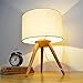 Produktbild SHDT Moderne einfache Holzstativ Tischlampe mit runder Stoff Lampenschirm Flexi Schreibtisch Lampe Nachttischlampe