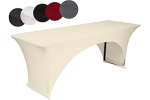 ‎TEXDEKO TexDeko® Stretch Biertischhussen für Bierzeltgarnitur strapazierfähig (nur Biertisch) 220 x 50cm Creme Festzeltgarnitur | verstärkte Beintaschen ÖKO-TEX Zertifiziert bügelfrei waschbar