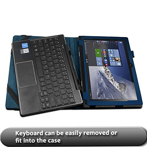 Lenovo Miix 310 Hülle Case, Infiland Slim Fit Folio PU-lederne dünne Kunstleder Schutzhülle Cover Tasche für Lenovo Miix 310 25,65 cm (10,1 Zoll HD) x5-Z8350 Tablet PC(mit Auto Schlaf / Wach Funktion, Tablet und Tastatur sind nicht entgehaltet)(Dunkleblau) - 6