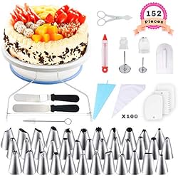 WisFox Plateau à Gâteaux, Kit de Pâtisserie Plateau Tournant de Gâteau 152 Pcs Gâteaux Tournant pour Cuisine Décoration de Gâteaux