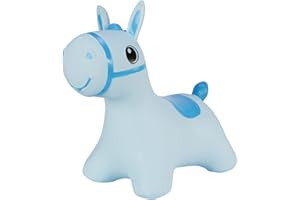 Hoppimals Space Hopper Cavallo Gonfiabile per Bambini di età Pari o Superiore a 12 Mesi – Imballo con Confezione Regalo, Pompa Inclusa – Cavalcabile Bambino, Palla rimbalzante per Bambini - Blu