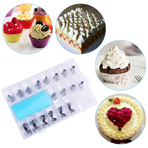 Dekool Spritztüllen Set mit 24 Stücke Garniertülle und 2 Kupplung für Keksen, Plätzchen, Pralinen, Geburtstag Tortendeko und Torten Deko Decorating Tools aus Edelstahl - 6