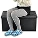 Beyondfashion 76cm x 38cm x 36cm Large Double Faux Leather Ottoman Folding Storage Pouffe Toy Box Foot Stool Seat (Black)